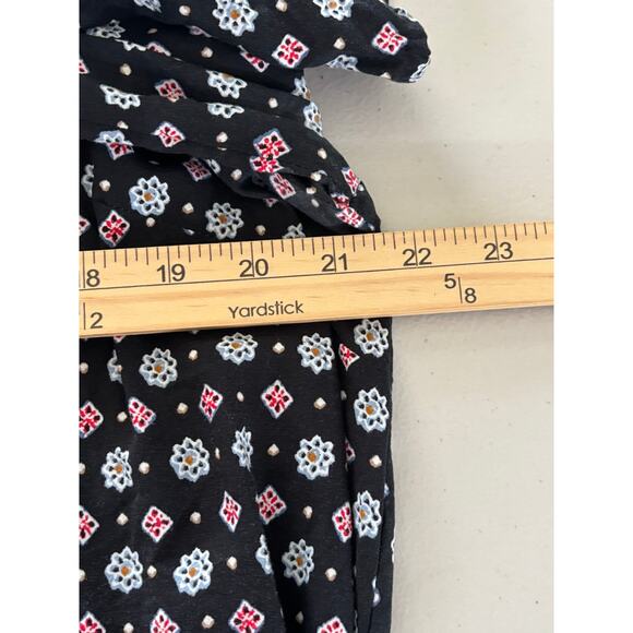 J Jill Women's Size XL Blue Printed 3/4 Sleeve Collarless Button Up Shirt Blouse - Picture 6 of 10